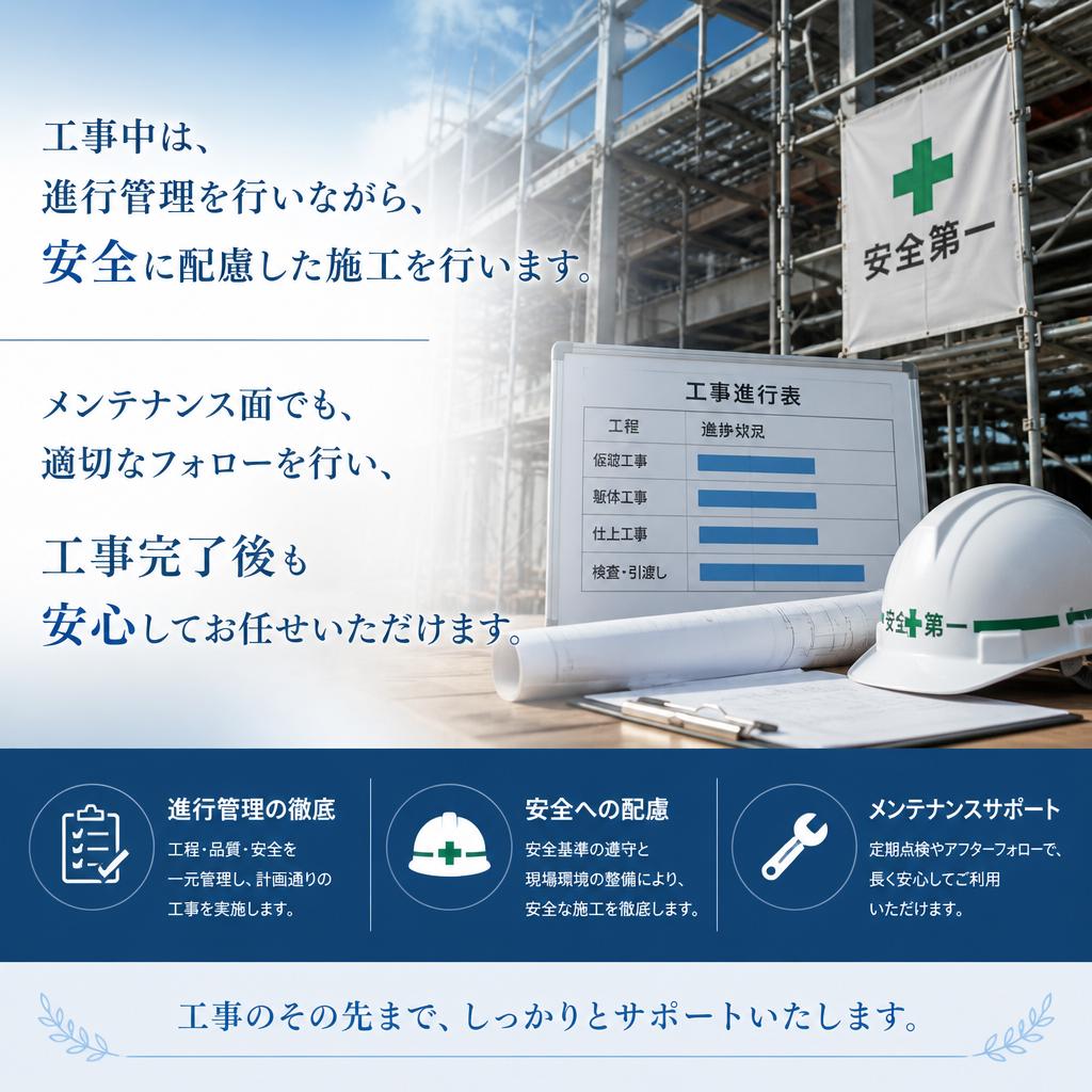 徹底したメンテナンスと工事進行管理